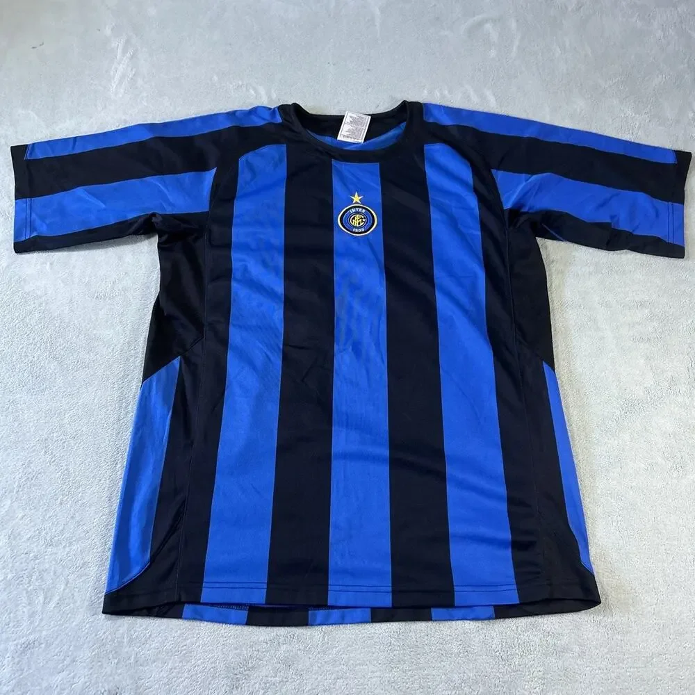 Y2k INTER MILAN Soccer Jersey #22 Mens Large Futball Recoba Adriano Nike Striped